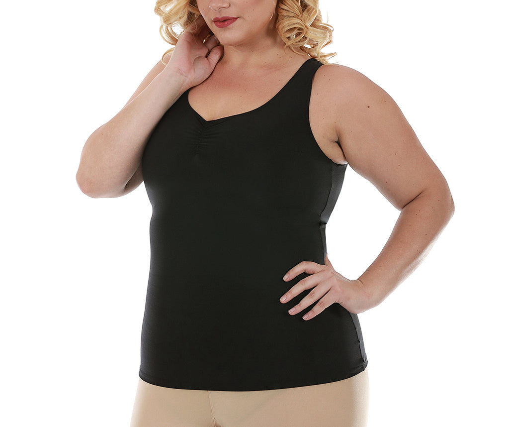 InstantFigure Shirred Tank Top Plus Size Shapewear WT40011C by InstantFigure - InstaSlim - InstantRecoveryMD